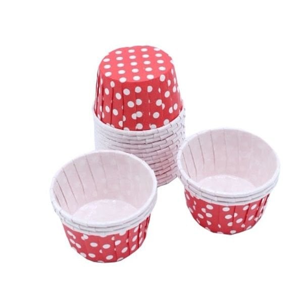 Kırmızı Puanlı Cupcake Kek kalıbı 25 Adet