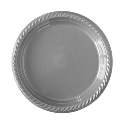 Plastik Gümüş Gri Tabak 22 cm 25 Adet