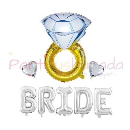 Folyo Yüzüklü Gümüş Bride Balon