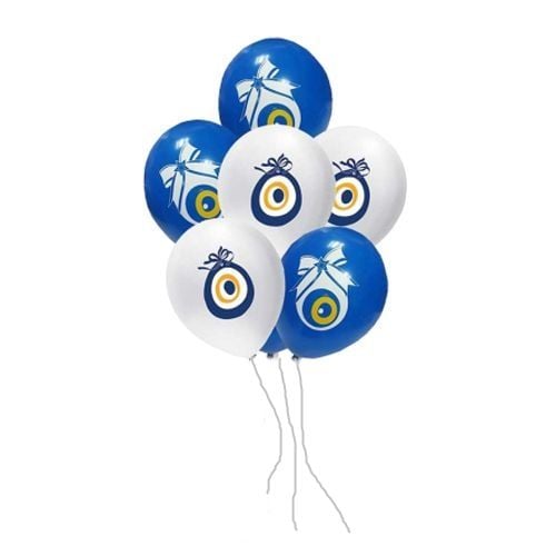 Mavi ve Beyaz Nazar Balon 10 Adet