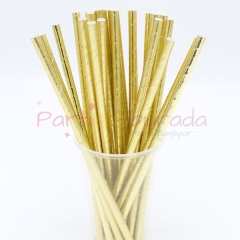 Gold Kağıt Pipet 25 Adet
