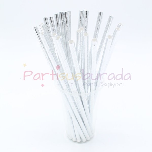 Gümüş Kağıt Pipet 25 Adet