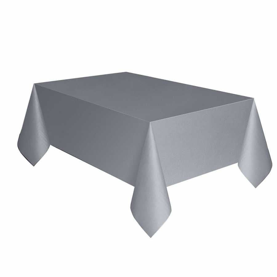 Plastik Gümüş Gri Masa Örtüsü 135x270 cm