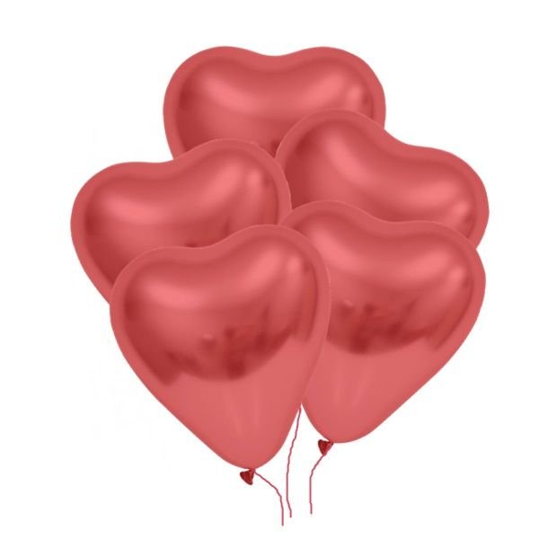 Krom Kırmızı Kalp Balon 5 Adet