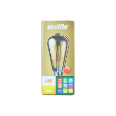 Ecolite 7,5W 220-240V 750LM 2200K E27 ST64 Gold Cam Dimli Led Flamanlı Rustik Ampul