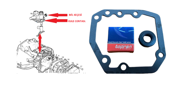 Opel Kadet Şanzıman Üst Kapak Contası, + Kapak keçesi, 755160