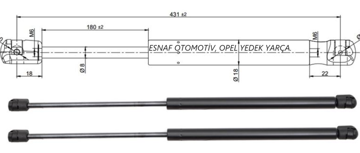 Captiva motor kaput amortisörü, 96661404