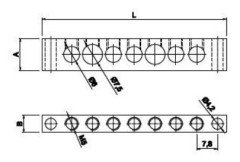 Delikli Pano Topraklama Klemensi 7x12mm² 126 Delikli 160A