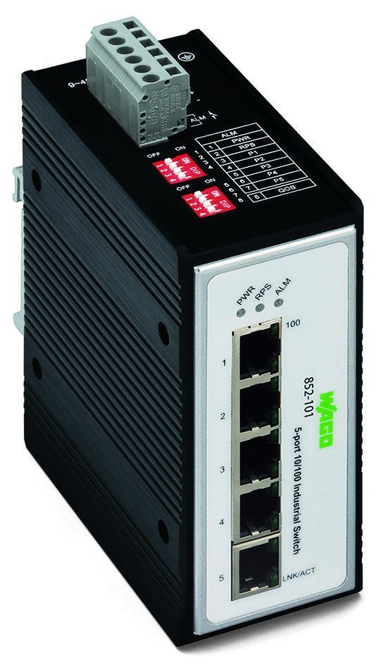 852-101 Endüstriyel Switch; 8-port 100Base-TX; siyah