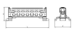 1 Kutuplu Kapaklı Dağıtıcı Ünite  15x10mm² 7 Delikli 250A