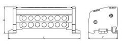 2 Kutuplu Kapaklı Dağıtıcı Ünite  15x10mm² 7 Delikli 250A