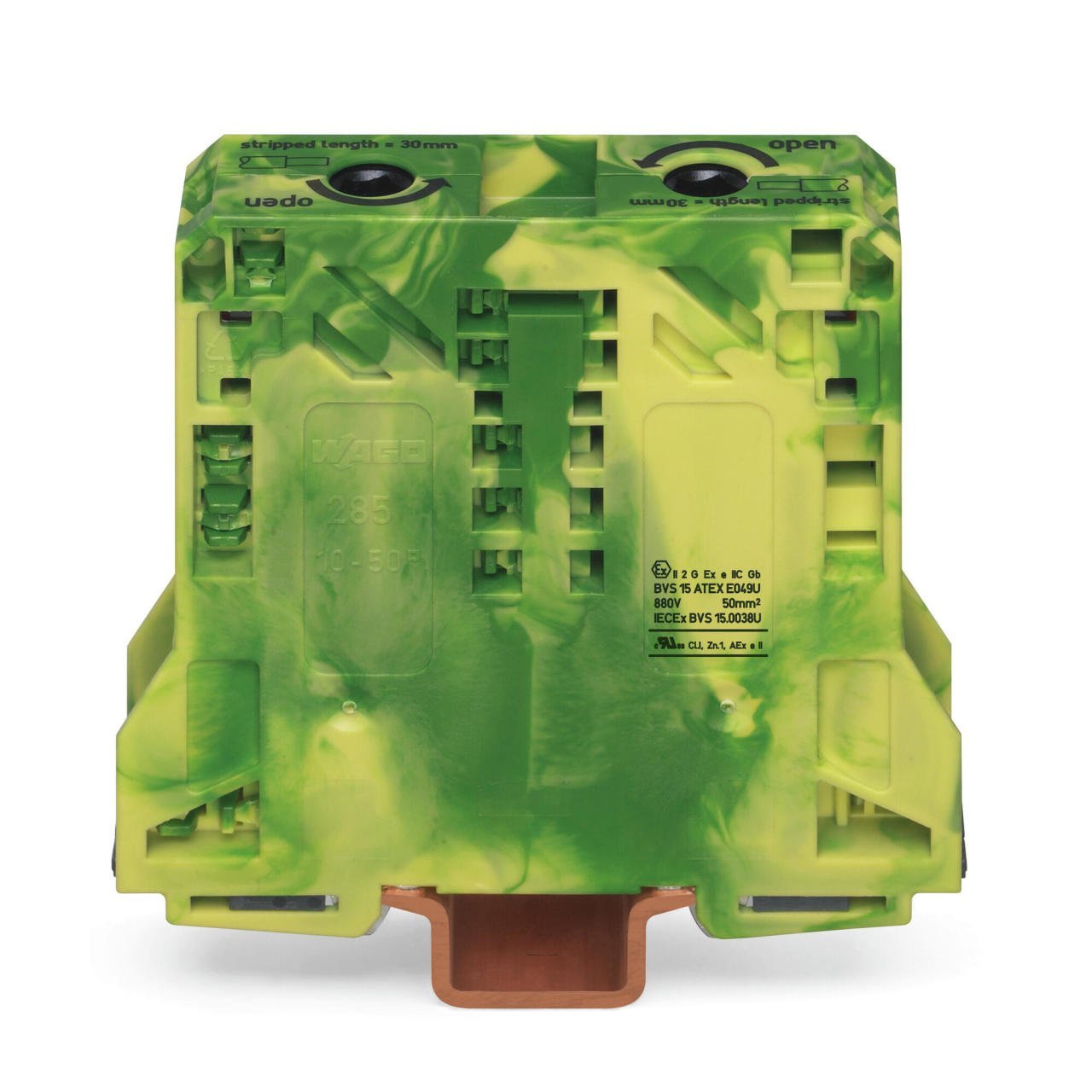 285-157 2 iletkenli geçiş klemensi; 50 mm²