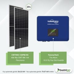 10 kWe / 12.74 kWp ON-GRID Trifaze Solar Paket Sistem