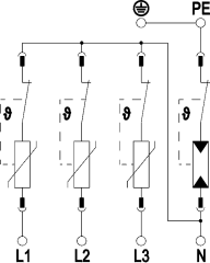 TİP 1+2 Parafudr 3-Kutuplu +NPE V50 +3+280 (280V) - 5093526