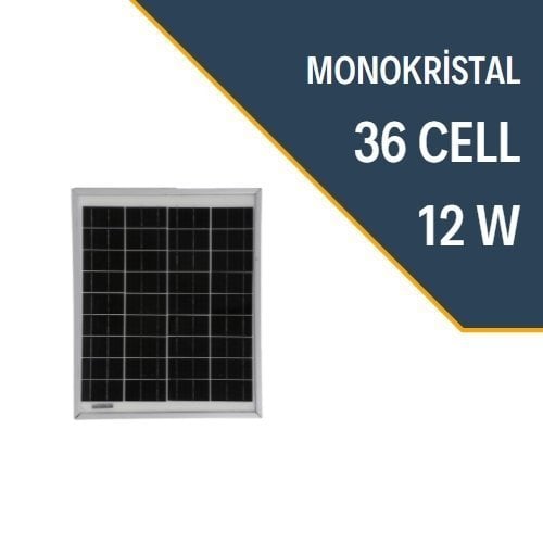 12W MONOKRİSTAL GÜNEŞ PANELİ