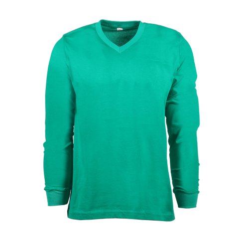 Yeşil V Yaka Uzun Kol T-Shirt