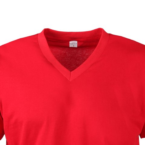 Kırmızı V Yaka Kısa Kol T-Shirt