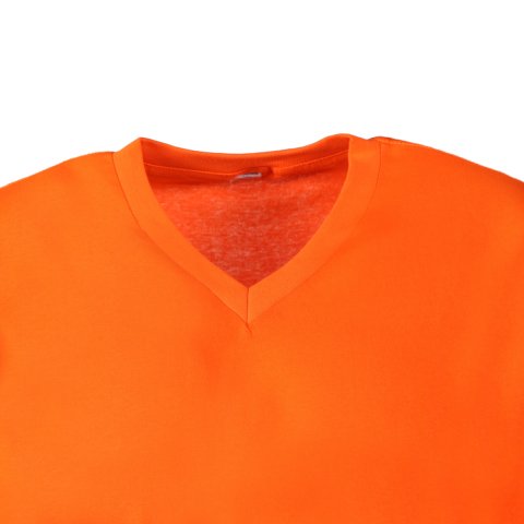 Turuncu V Yaka Kısa Kol T-Shirt