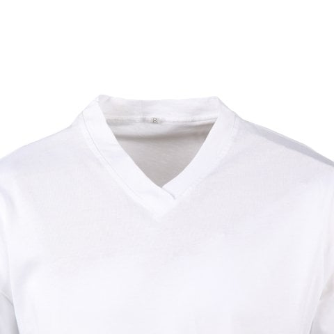 Beyaz V Yaka Kısa Kol T-Shirt