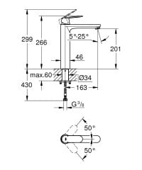 Eurocosmo Tek Kumandalı Lavabo Bataryası XL Boyut-23921000