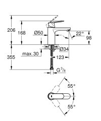 GROHE Eurocosmo Tek Kumandalı Lavabo Bataryası M Boyut 23327000