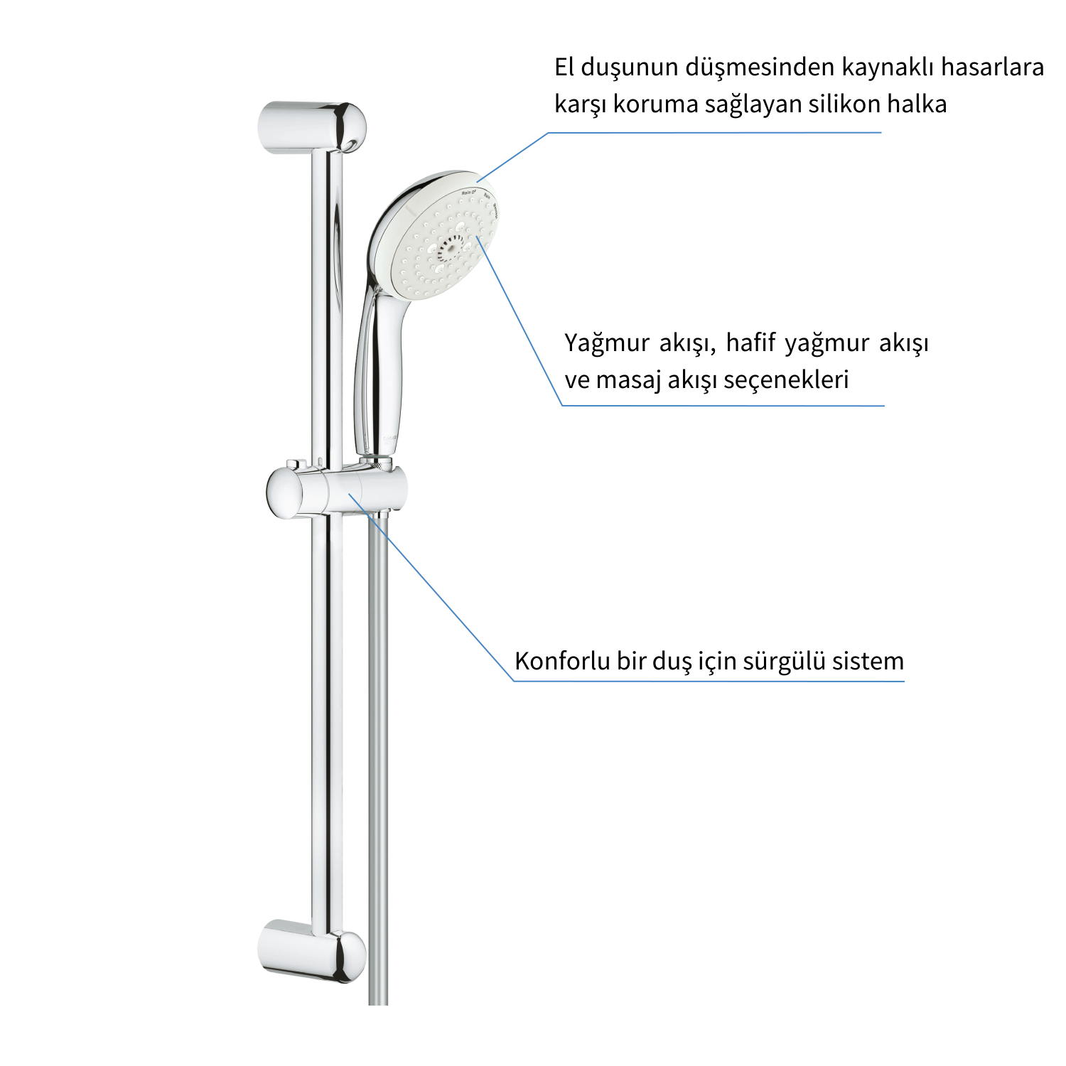 Tempesta 100 Sürgülü Duş Seti 3 Akışlı 27644001