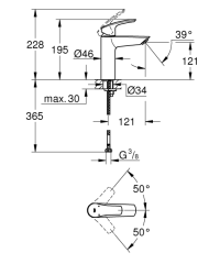 GROHE  Eurosmart Tek Kumandalı Lavabo Bataryası M-Boyut 23324003