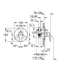 Bauedge AnkastreTek Kumandalı Banyo/Duş Bataryası 1/2'' 29079000+İç Gövde