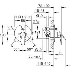 GROHE Eurosmart Tek Kumandalı Banyo Bataryası 33305003+İç Gövde