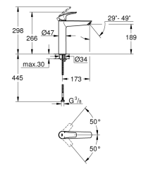 Eurosmart Tek Kumandalı Lavabo Bataryası XL-Boyut 23971003