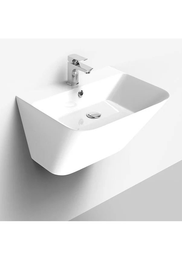 Lucco Asma Yarım Monoblok Lavabo 55x45 cm Parlak Beyaz 100604-101