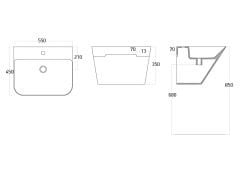 Lucco Asma Yarım Monoblok Lavabo 55x45 cm Parlak Beyaz 100604-101