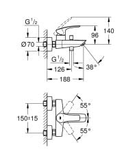 Grohe Eurosmart Tek Kumandalı Banyo Bataryası 1/2 Mat Siyah - 333002433