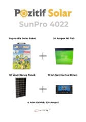 SunPro4022 Taşınabilir Güç Kaynağı Solar Jenaratör Hazır Set