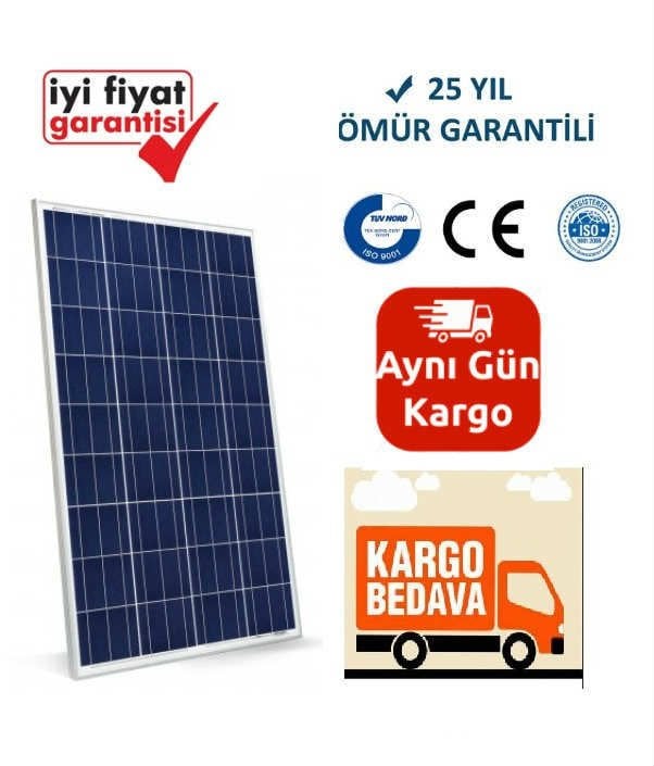 100 Watt Güneş Paneli Polikristal 1. Sınıf A Class