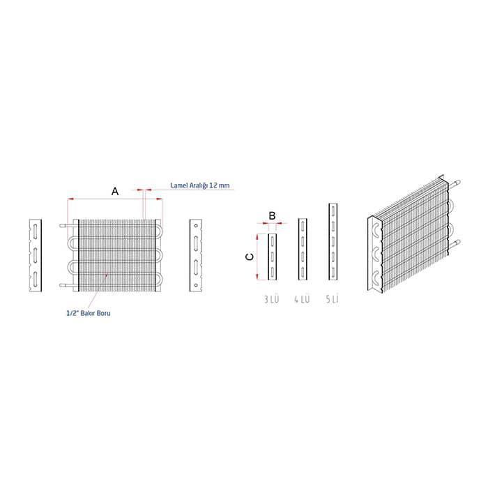 Azak Ays 340 Evaporatör 3'lü Yan 40x6 1,08 M2