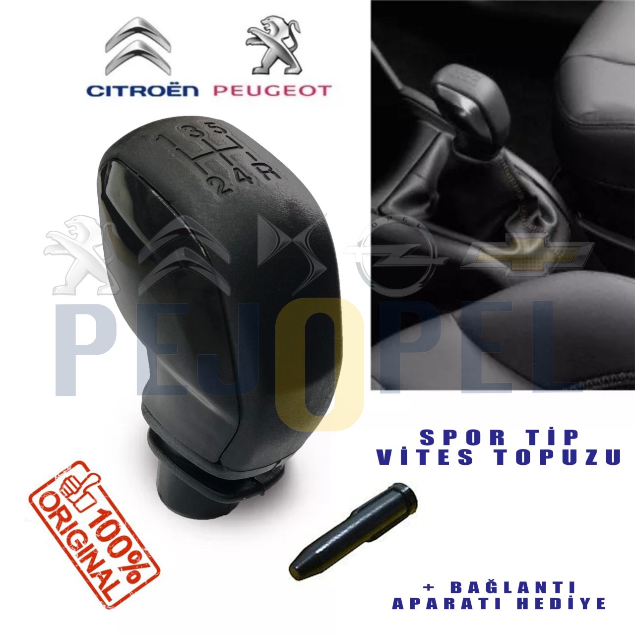 Peugeot 106 - 206  Spor Tip Vites Topuzu - Siyah Parlak