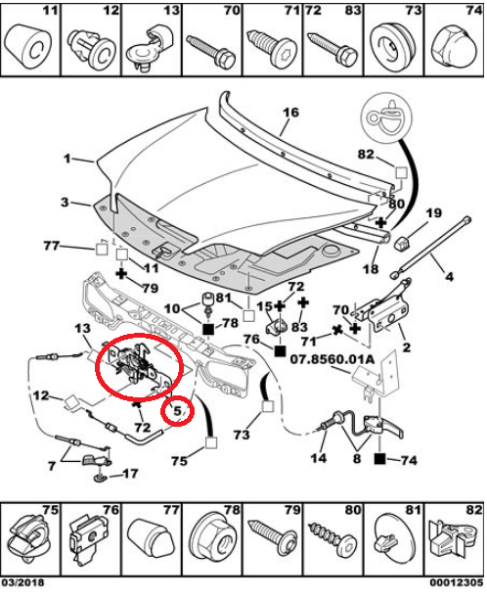 CITROEN XSARA ( 1 ) 97-->00 MOTOR KAPUT KİLİDİ ( ORJİNAL )