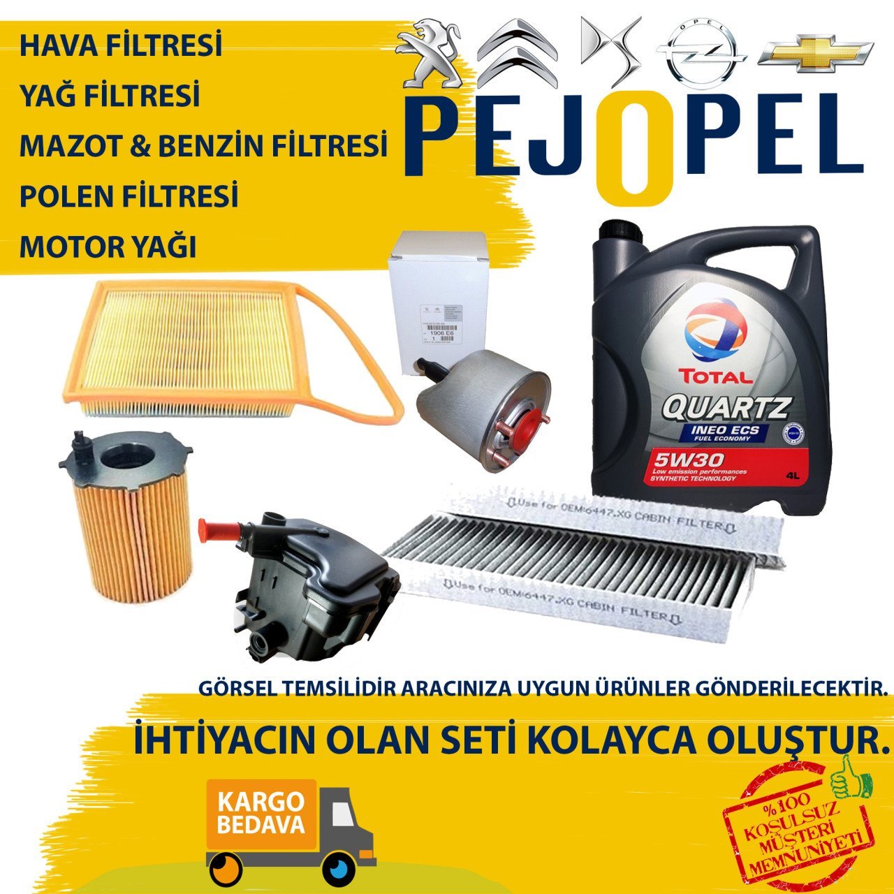 CİTROEN JUMPER 3 2.2 HDİ EURO5 Filtre Bakım Seti