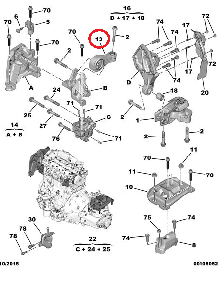 MOTOR DENGE TAKOZU 308 ( T9 ) / 3008 ( P84E ) EXPERT 4 / TRAVELLER / C4 PC ( B78 ) / JUMPY 4 / SPACETOURER ( DW10FC -DW10FD )