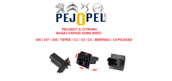 Peugeot Partner Tepee / Citroen C4 Picasso Bagaj açma switch kontaktör (6554.ZZ)