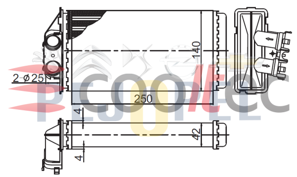 KALORİFER RADYATÖRÜ PEUGEOT 307 DİZEL, 249*130 (6448.K4)