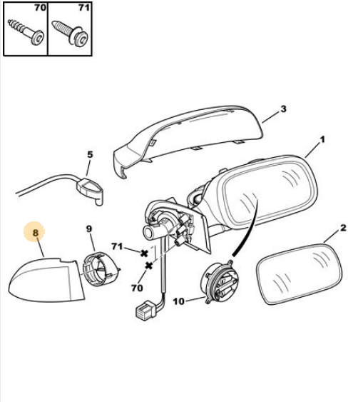 PEUGEOT 307 SAĞ AYNA İÇ KAPAK