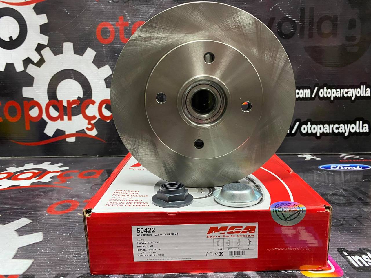 307 Arka Disk Adet Bilyalı Toz Kapağı ve Somunlu Mga Marka 50422