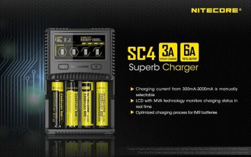 Nitecore Superb SC4 Şarj Aleti Li-ion IMR LiFePO4 Dolum Cihazı