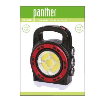 PANTHER Led El Feneri USB Sarjlı Solar Kamp Lambası PT-6678