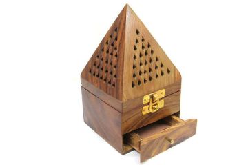 Mystica Ahşap Piramit Konik Tütsü Yakma Kutusu 16cm