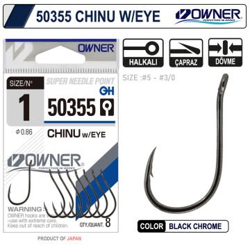 Owner 50355 Chinu W/ Eye Gun Olta İğnesi Black Chrome