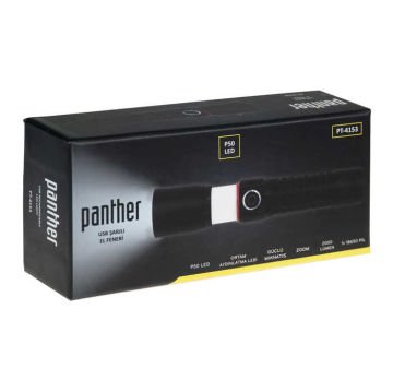 Panther 2000 Lümen USB Şarjlı LED El Feneri PT-4153