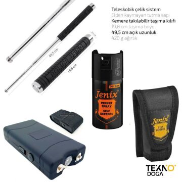 TDTX Cop Biber Gazı Elektroşok Cihazı Kişisel Savunma Seti KS5